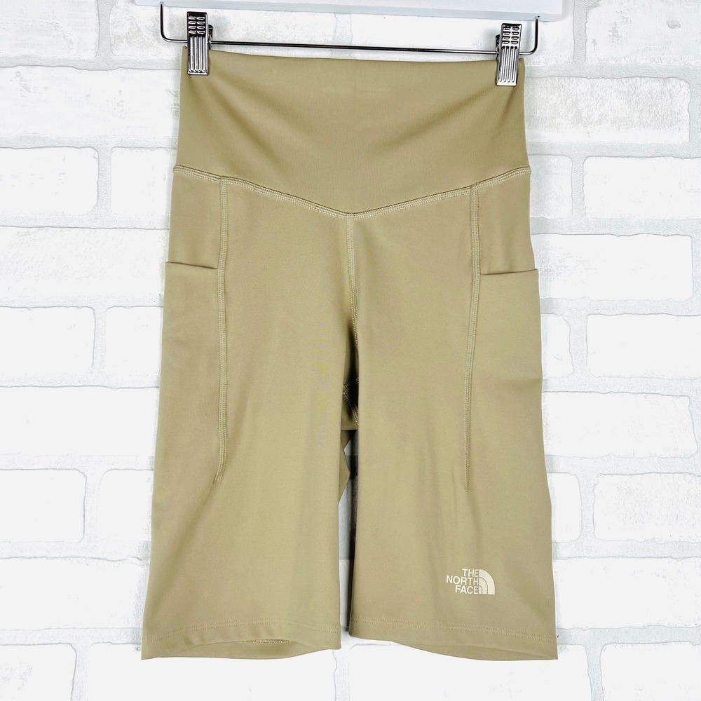 The North Face Womens Bike Shorts‎ High Rise Pocketed Activewear Khaki Size S